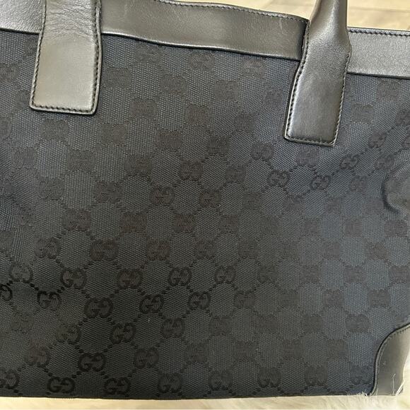 GUCCI GG black canvas leather tote bag authentic - Picture 12 of 16